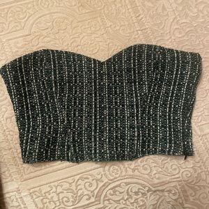 Zara Green Tweed Crop Top